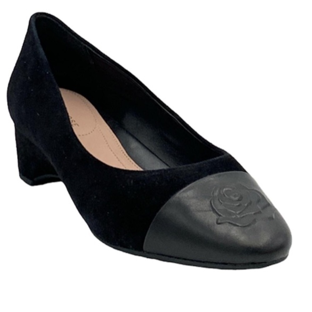 Taryn Rose Suede Wedge Pumps Babe Black